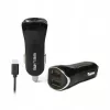 Cargador de coche 2xUSB + USB-C 2,1A negro