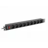 Unidad de distribución de energía LANBERG PDU-09E-0300-BK — 9 tomas tipo E, 16 A, 220–250 V, cable de 3 m, rack 1U, 19
