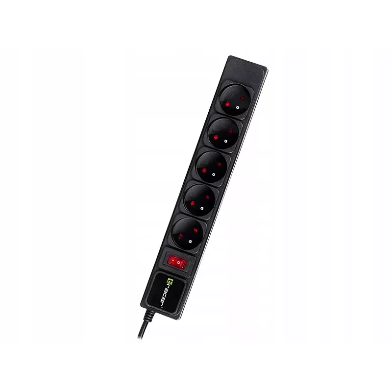 Regleta con protección contra sobretensiones TRACER PowerGear Tracer 47138 5 m negra con cable de 5 m