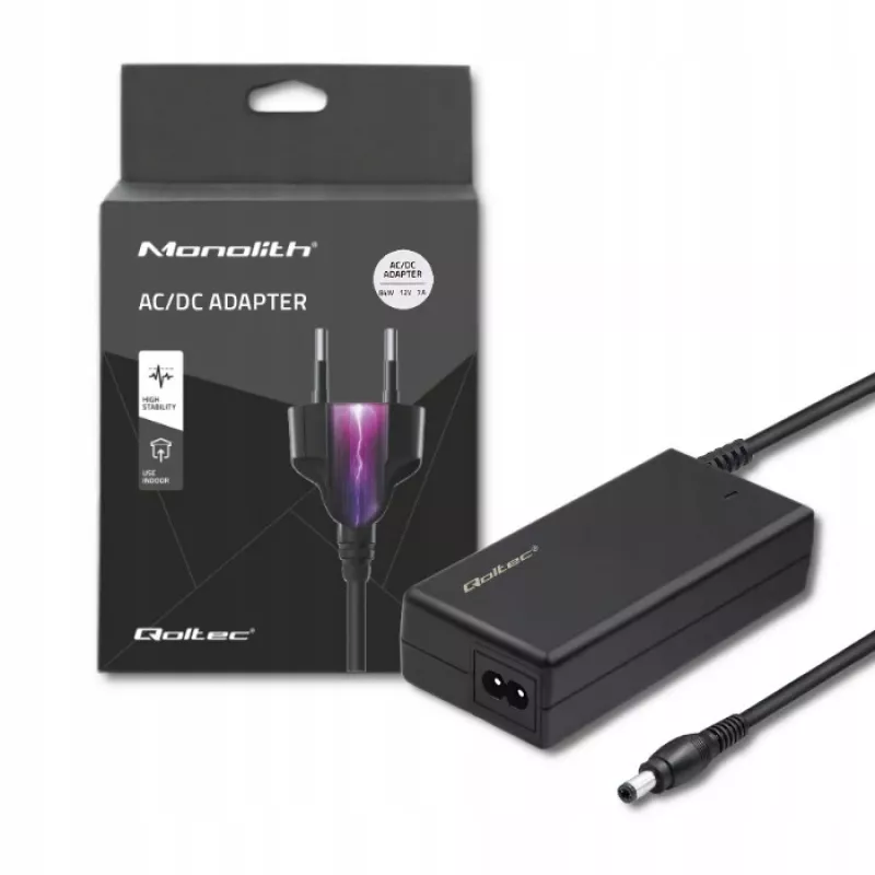 Qoltec 84W Fuente de alimentación de sobremesa | 12V | 7A | 5,5*2,5 | +Cable de alimentación