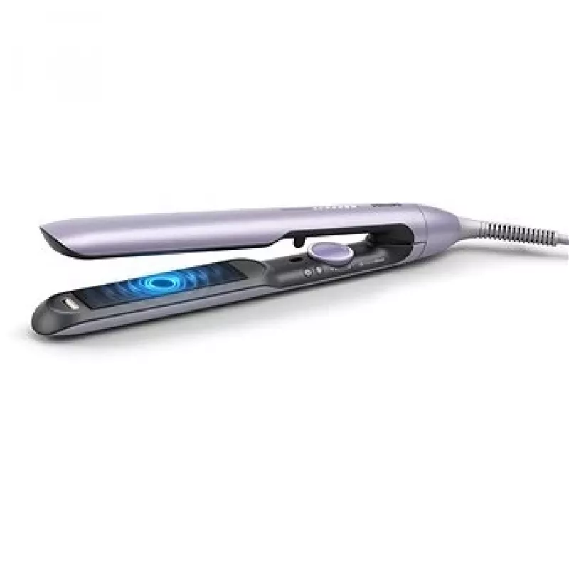 Plancha de pelo Philips BHS742/00 (serie 7000) — placas de cerámica, 12 niveles de calor, 120–240 V, cable de 2 m, lila