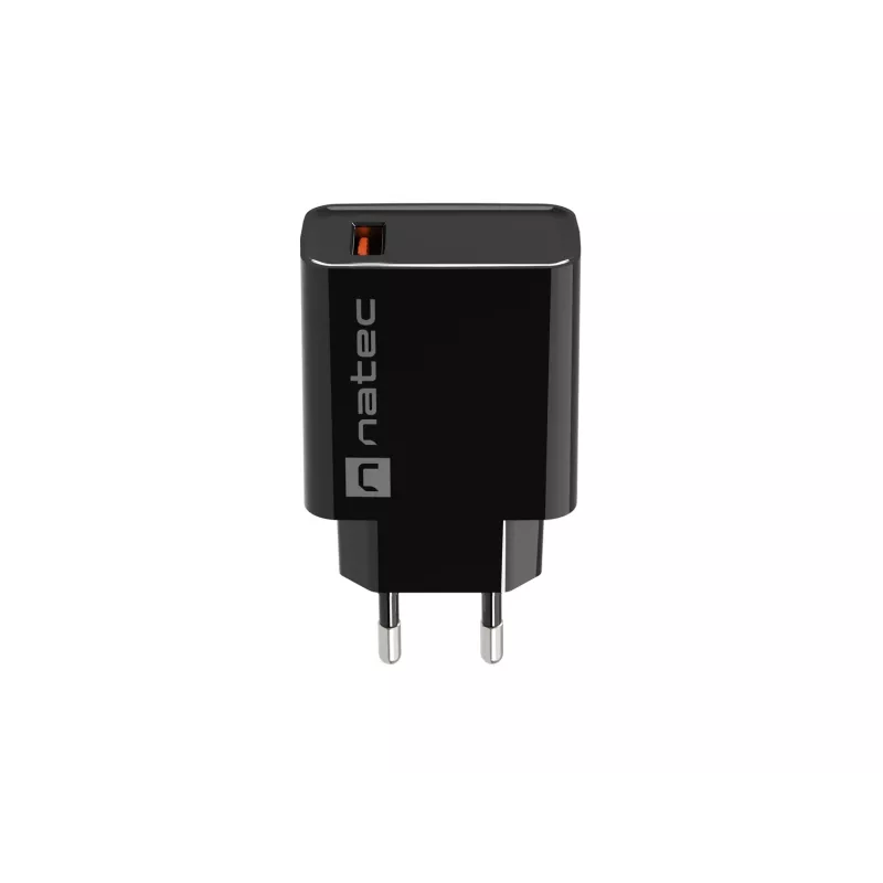 Natec Ribera NUC-2058 cargador de pared, 18 W, 1x USB-A, hasta 3 A, Quick Charge 3.0, Samsung AFC, Huawei FCP/SCP, negro