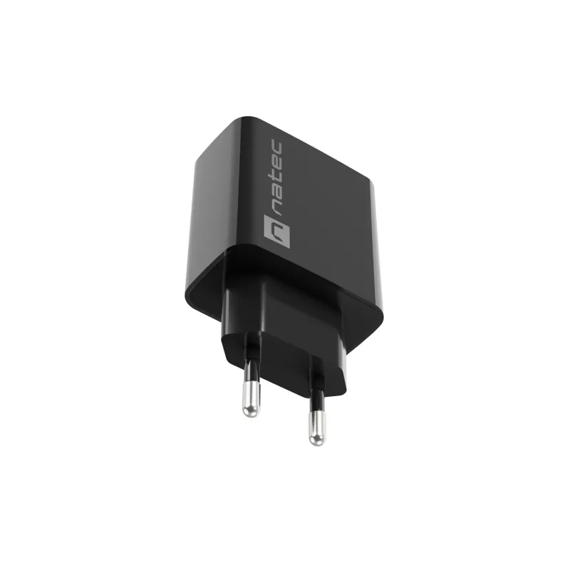 Natec Ribera NUC-2058 cargador de pared, 18 W, 1x USB-A, hasta 3 A, Quick Charge 3.0, Samsung AFC, Huawei FCP/SCP, negro