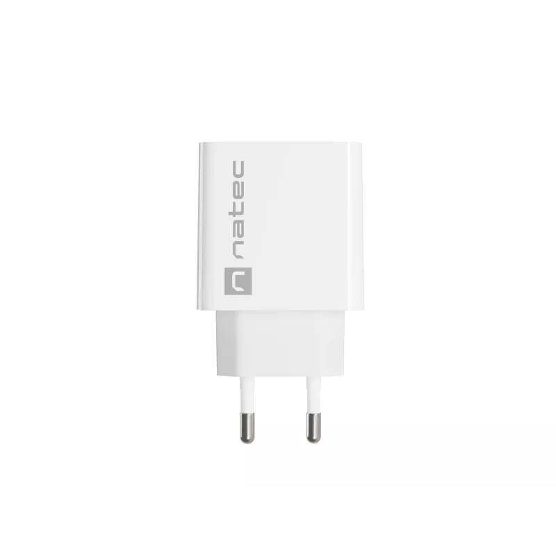 Cargador rápido de red NATEC RIBERA 12V 20W USB-C PD 3.0 + USB-A Samsung AFC blanco