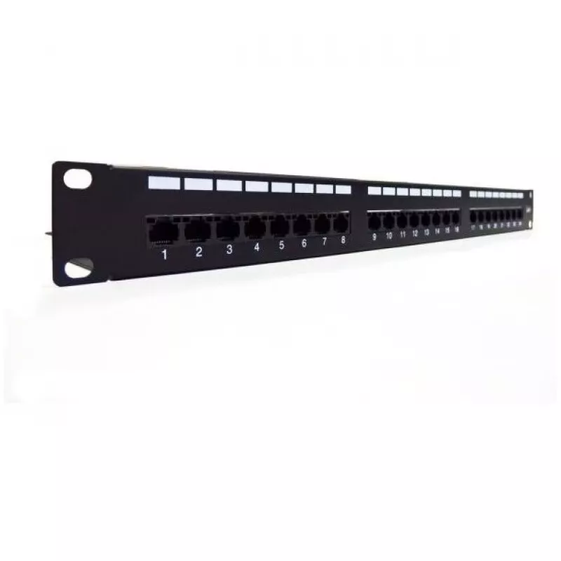 Patch Panel 19 pulgadas 24 puertos, CAT6, S/FTP, 1U, gestión de cables, negro (completo)