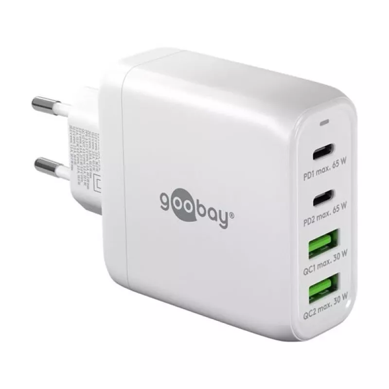 Goobay 64818 cargador para dispositivos móviles auriculares - portátil - smartphone blanco AC carga rápida interior (64818)