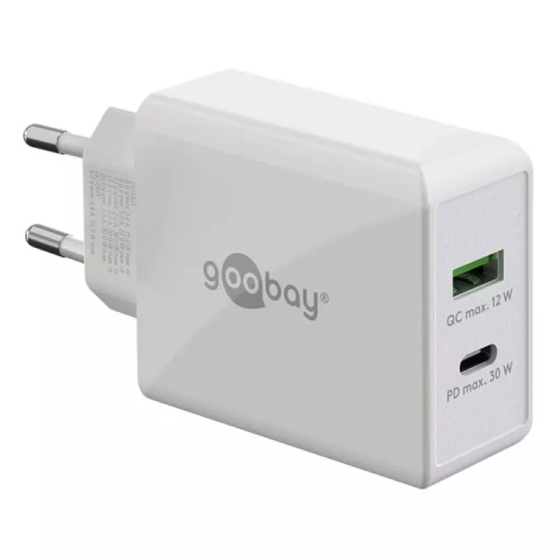 Goobay Dual USB-C™ PD (Power Delivery) Cargador Rápido (30 W) (61674)