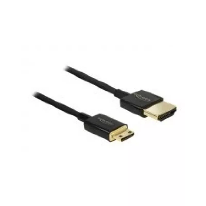 DeLOCK Slim Premium - Cable de vídeo/audio/red - HDMI - 36 AWG - HDMI, 19 pines (M) - a - Mini-HDMI, 19 pines (M) - 2,0 m - triple aislamiento - negro (84778)
