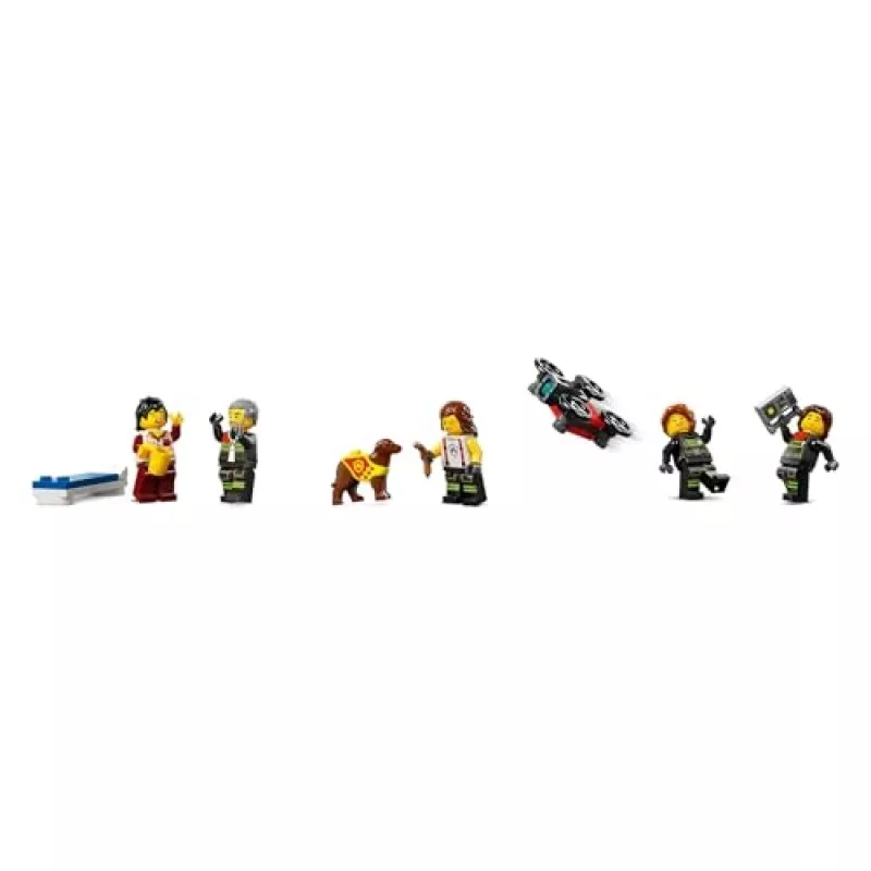 Juguete de construcción LEGO City Parque de bomberos con camión de escalera 60414 — 843 piezas, 5 minifiguras, 220×320×140 mm