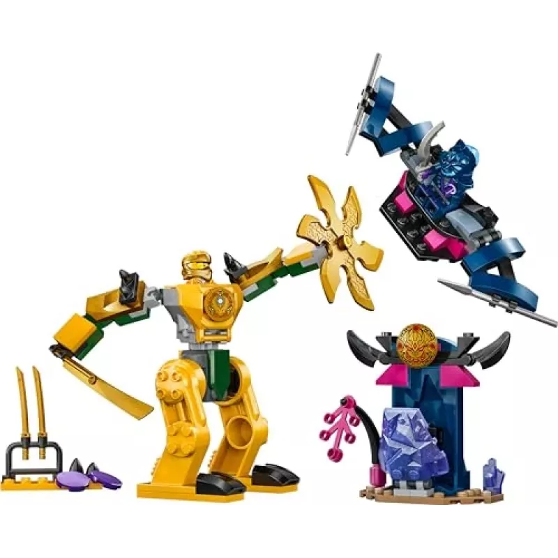 LEGO NINJAGO Mech de combate de Arin, figura de acción, juguete ninja para niños y niñas a partir de 4 años, set Dragons Rising con minifigura de Arin y mini-Kata