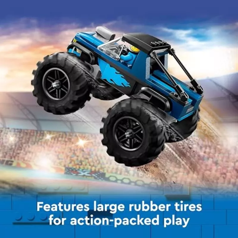 Juguete de construcción LEGO City 60402 Monster Truck azul con ruedas grandes, 148 piezas, 1 minifigura, edad 5+