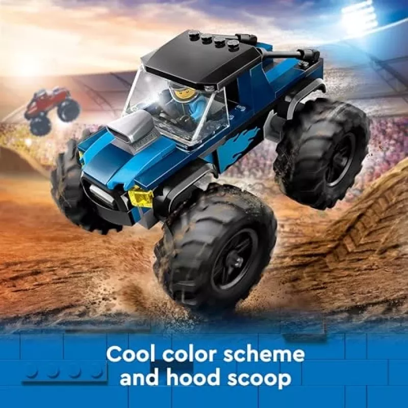 Juguete de construcción LEGO City 60402 Monster Truck azul con ruedas grandes, 148 piezas, 1 minifigura, edad 5+