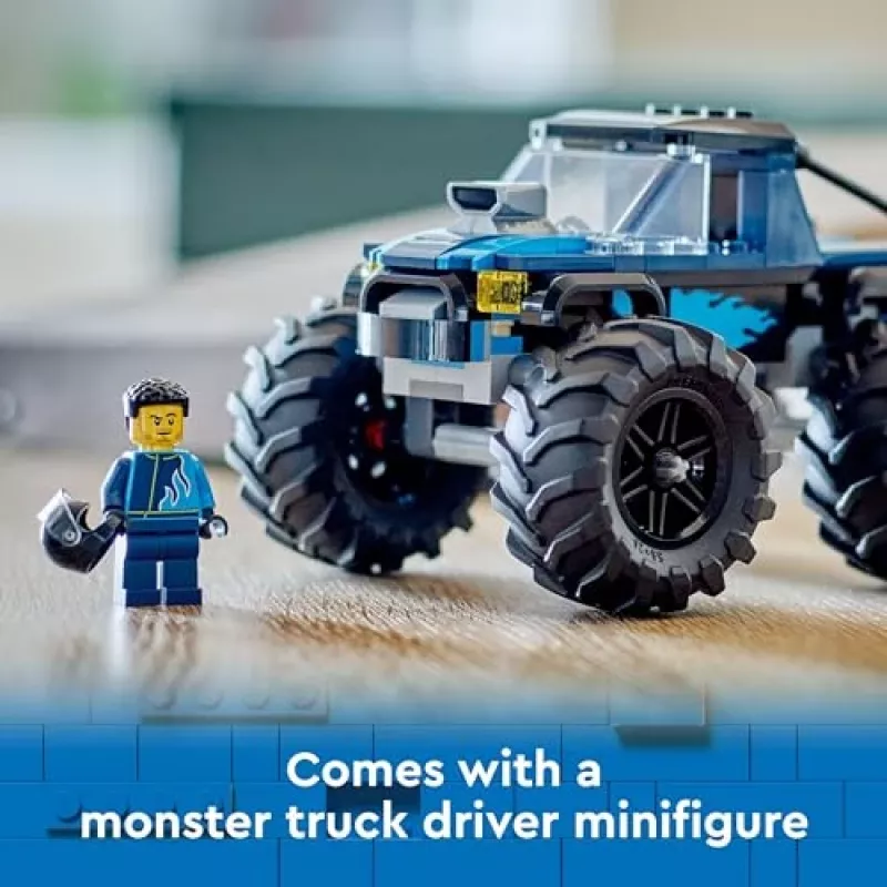 Juguete de construcción LEGO City 60402 Monster Truck azul con ruedas grandes, 148 piezas, 1 minifigura, edad 5+