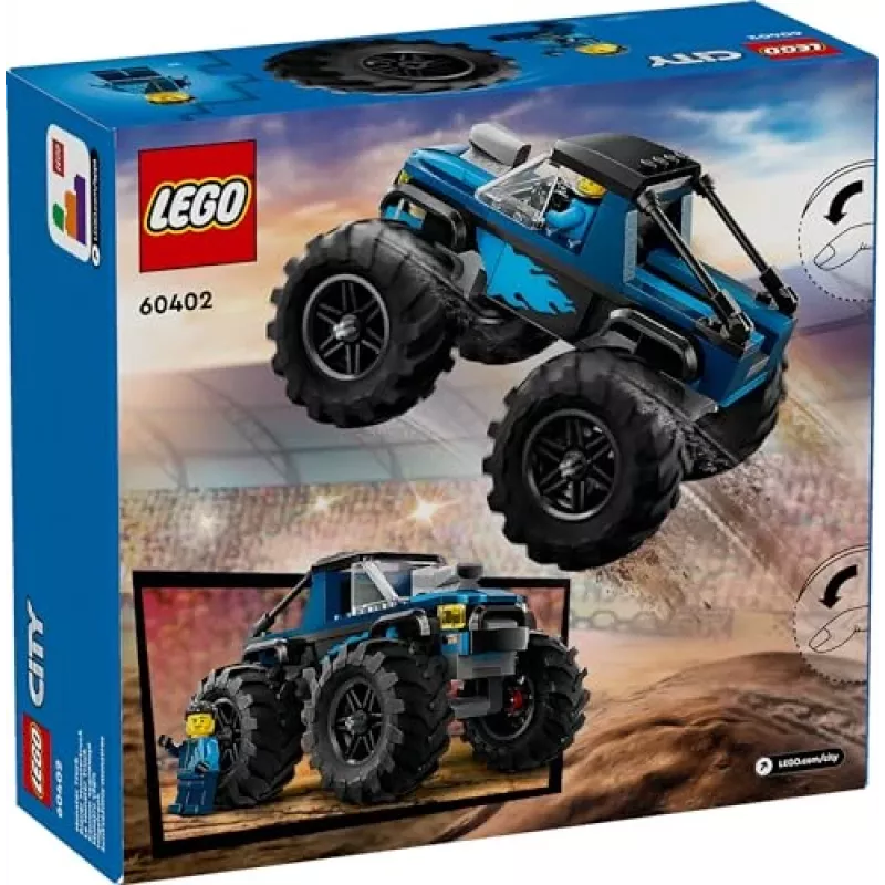 Juguete de construcción LEGO City 60402 Monster Truck azul con ruedas grandes, 148 piezas, 1 minifigura, edad 5+