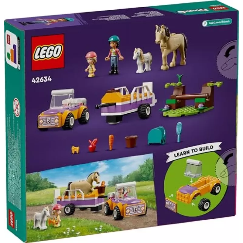 LEGO Friends Set de juego de animales con remolque para caballos y ponis 42634
