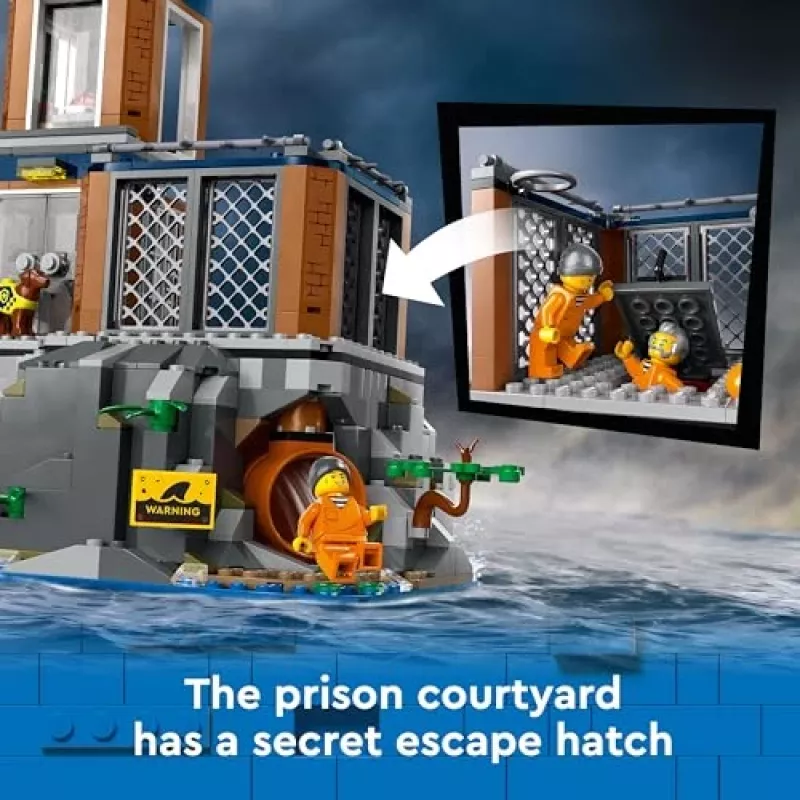 LEGO City Set de construcción Comisaría de policía Isla Prisión 60419 — 980 piezas, 7 minifiguras, 370×400×160 mm