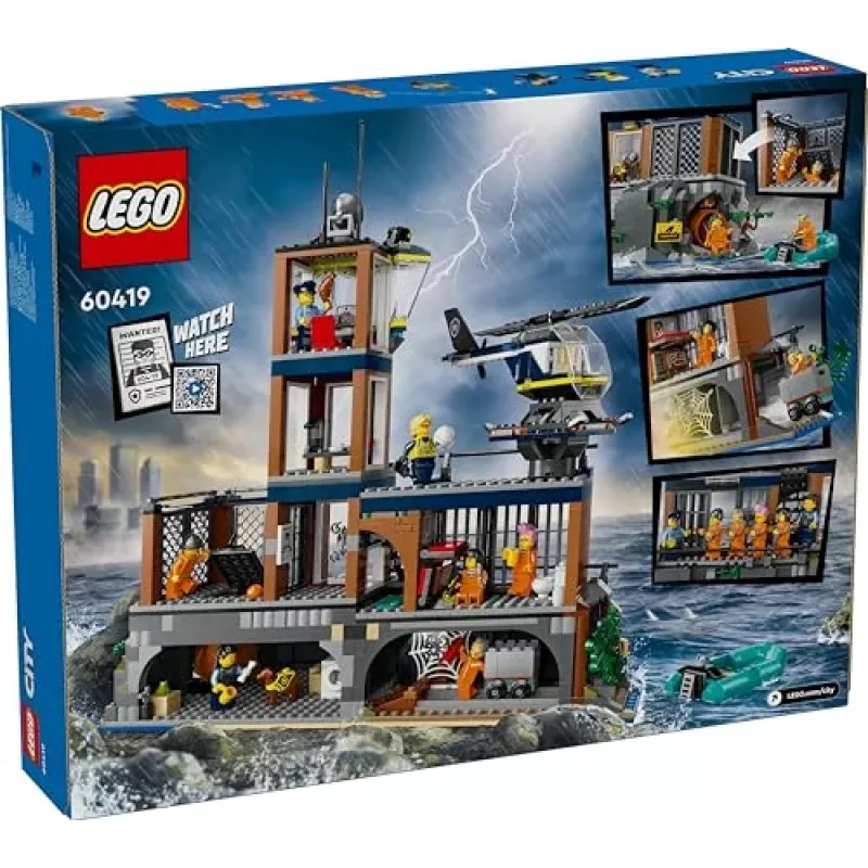LEGO City Set de construcción Comisaría de policía Isla Prisión 60419 — 980 piezas, 7 minifiguras, 370×400×160 mm