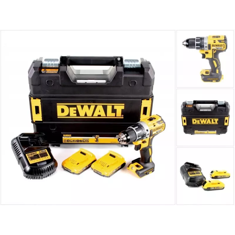 Atornillador a batería DeWalt DCD791D2-QW, 18V Li-Ion, 2 baterías de 2Ah, portabrocas de apriete rápido 13 mm, 70 Nm, 1,5 kg