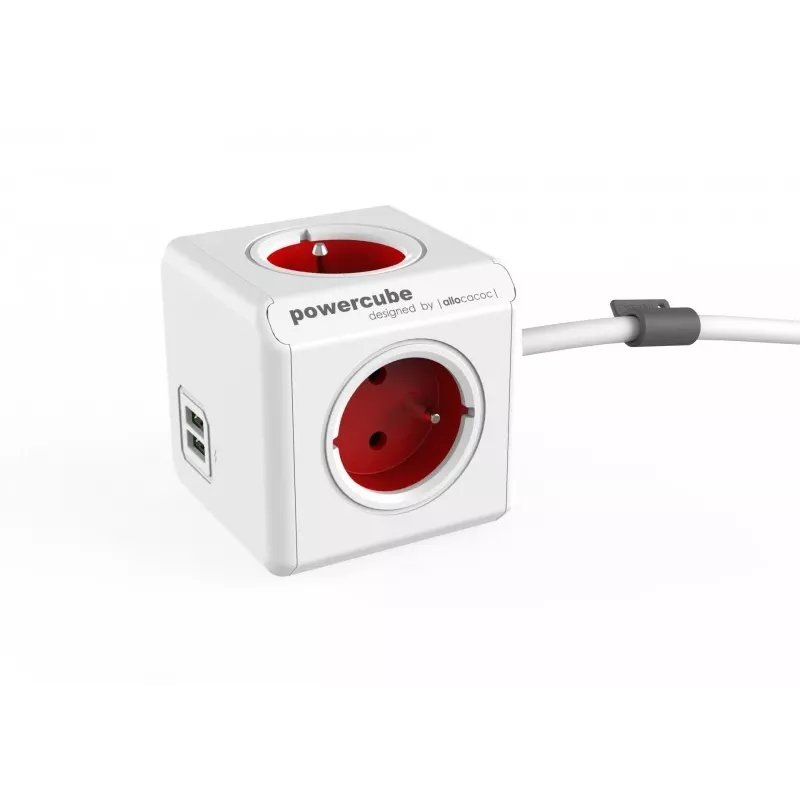 Allocacoc PowerCube Extended USB 1,5M RED 2402 RD Conectividad accesorio rojo