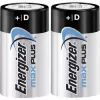 Pilas alcalinas Energizer D Max Plus, pack de 2