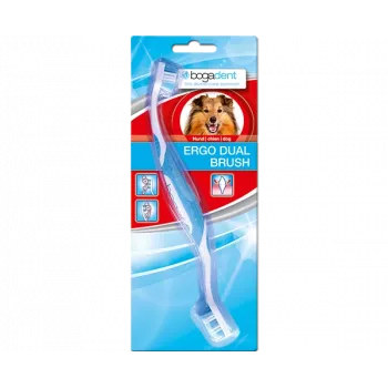 Cepillo de dientes doble para perros bogar Bogadent Ergo Dual Brush Mini — cepillo compacto de doble cabezal para perros pequeños (5-10 kg, 120 g)