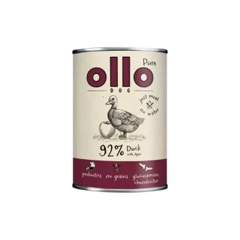 Comida húmeda para perros OLLO Pure Duck with Apple 850 g — alimento completo para perros adultos en bolsa, sin cereales ni soja