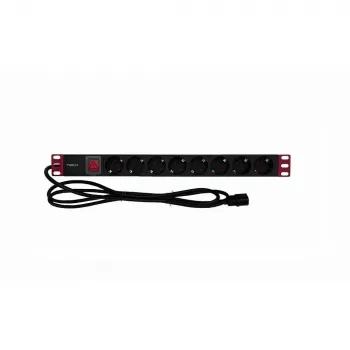 Regleta de enchufes para rack TECHLY 365733 1U — 8 tomas Schuko, cable de 2 m