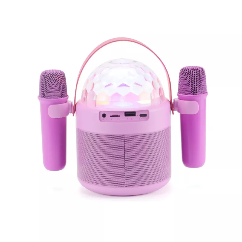 AKAI JoyBox Kids set de karaoke con Bluetooth, USB, MicroSD, AUX, radio FM, luces RGB, distorsionador de voz, micrófono con cable, batería recargable de 1200mAh, 5W RMS