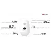 Hikvision DS-PDPC12P-EG2-WE(B) Detector de movimiento PIR inalámbrico Tri-X con cámara