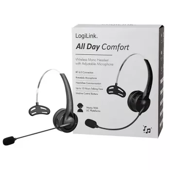 LogiLink BT0075 auricular mono Bluetooth 6.0 con micrófono flexible, negro