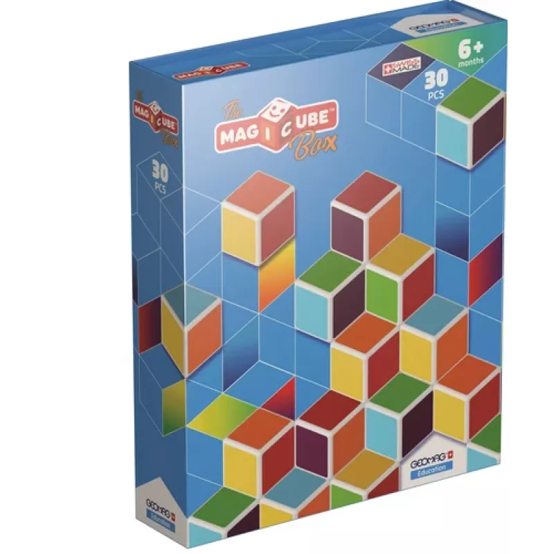 Geomag MagiCube GM120 bloques magnéticos, 30 piezas, multicolor, cuadrados, unisex, niños a partir de 1,5 años