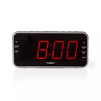 Nedis CLAR004BK radio despertador con pantalla LED, sintonizador FM, doble alarma, proyección, AUX, negro