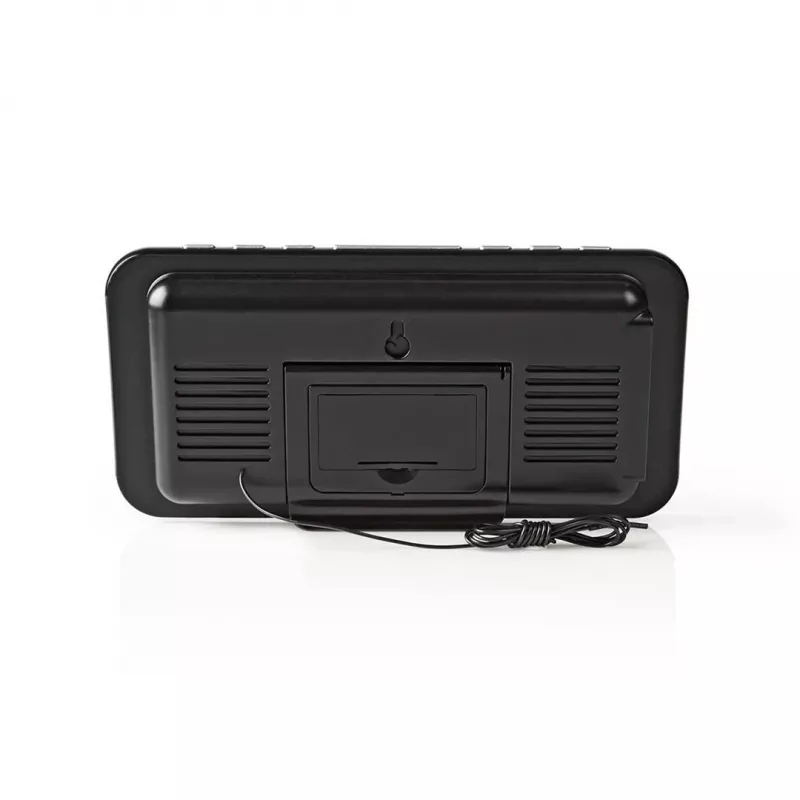 Nedis CLAR004BK radio despertador con pantalla LED, sintonizador FM, doble alarma, proyección, AUX, negro