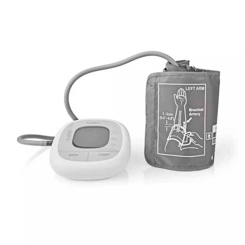 Nedis HCBL400WT Tensiómetro de brazo, pantalla LCD, brazalete 22-42 cm, blanco