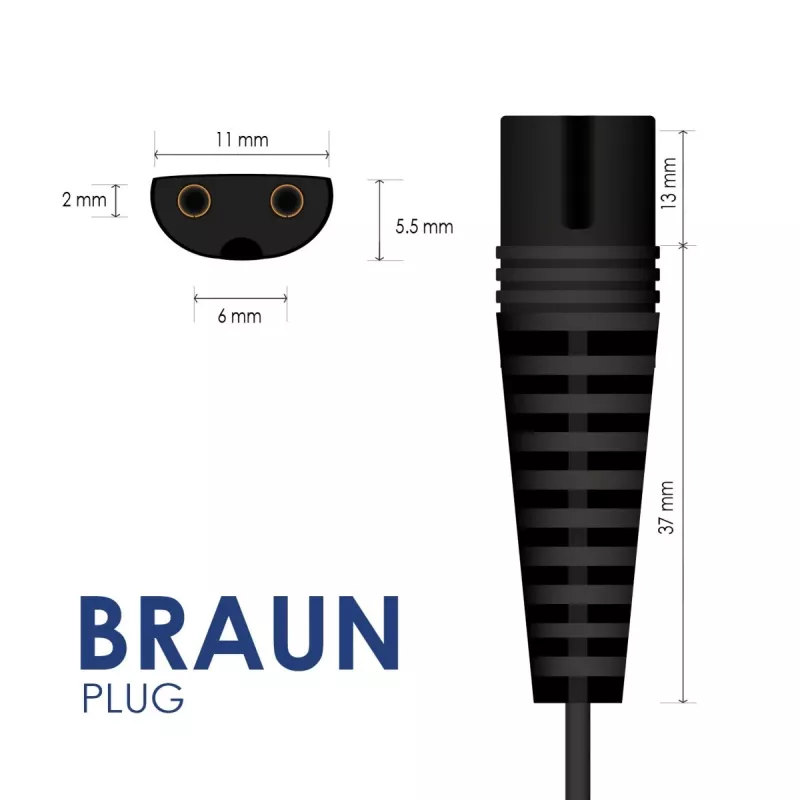 Akyga AK-PD-02 fuente de alimentación para maquinilla de afeitar y recortadora Braun, 5,9 V, 600 mA, 3,5 W, 1,5 m
