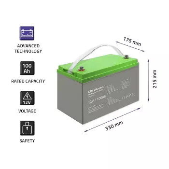 Qoltec 53077 Batería para SAI de plomo-ácido sellada (VRLA) 12V 100Ah