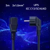 QOLTEC Cable de alimentación SCHUKO CEE conector acodado IEC C13 5m negro