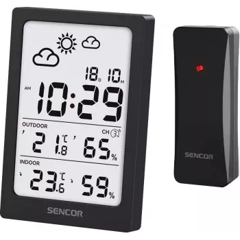 SENCOR estación meteorológica multifuncional SWS 2300 B - reloj radiocontrolado, temperatura y humedad interior/exterior, sensor inalámbrico