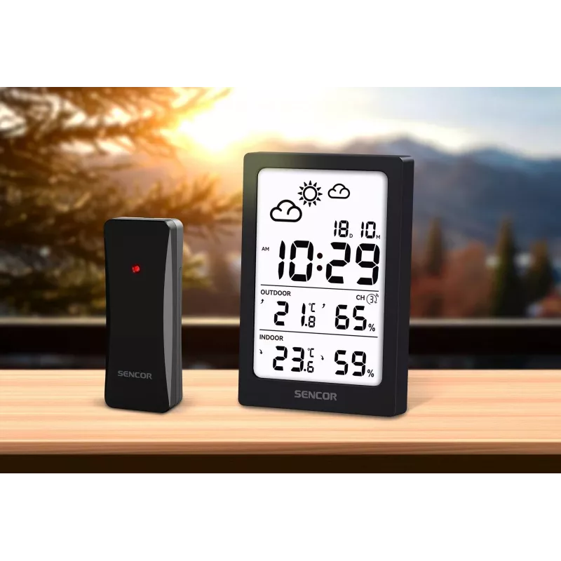 SENCOR estación meteorológica multifuncional SWS 2300 B - reloj radiocontrolado, temperatura y humedad interior/exterior, sensor inalámbrico