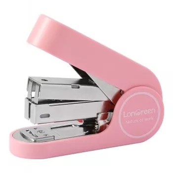 Deli LonGreen EM416 Grapadora rosa hasta 25 hojas