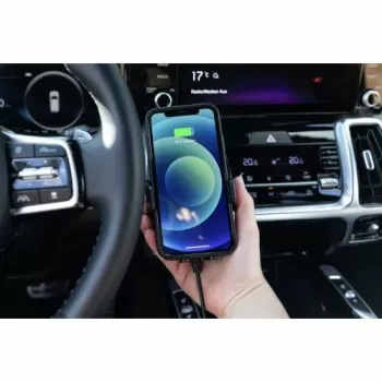 ANSMANN WiLine 15 Soporte de carga inalámbrico para coche - carga rápida Qi de 15W, sujeción automática, giro 360°, negro