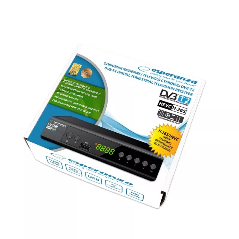 ESPERANZA sintonizador/decodificador digital DVB-T2 H.265/HEVC