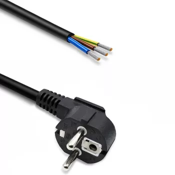QOLTEC cable de corriente SCHUKO CEE con conector macho en ángulo Cu pelado 1,5m negro