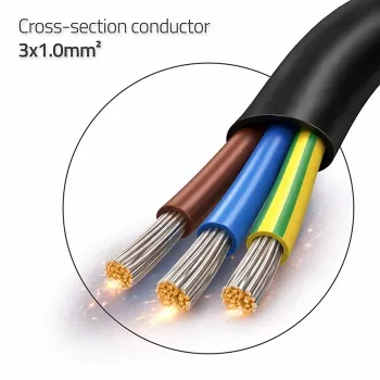 QOLTEC cable de corriente SCHUKO CEE con conector macho en ángulo Cu pelado 1,5m negro