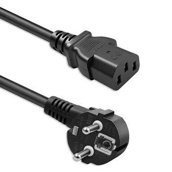 QOLTEC cable de corriente SCHUKO CEE con conector macho en ángulo IEC C13 2m negro