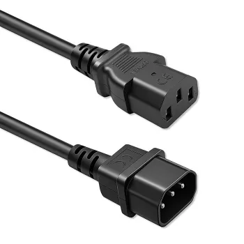 QOLTEC cable de corriente IEC C13 C14 3x0,75mm² cobre puro 1,8m negro