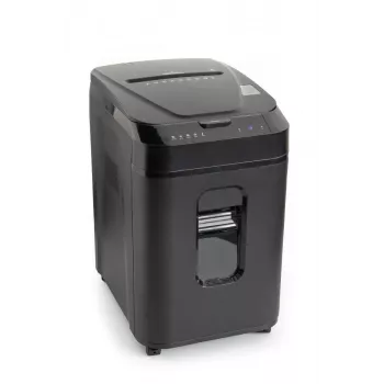 WALLNER Trituradora de papel AF160 C2 Cross-Cut, 160 hojas de alimentación automática, nivel de seguridad P-4, depósito de 26 L, negro