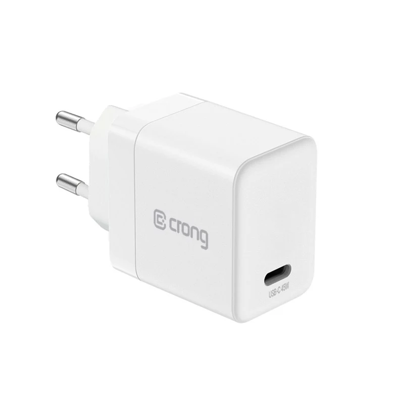 Crong Ultra Compact Cargador de pared GaN USB-C 45W PD 3.0 PPS (Blanco)