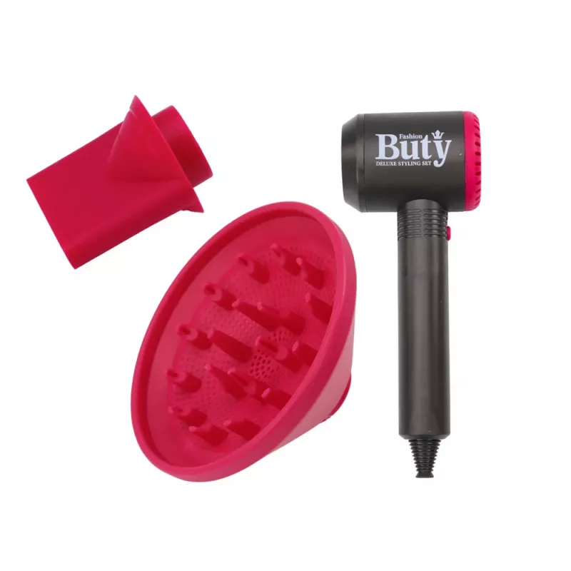 LEAN TOYS Secador de pelo de juguete con difusor para secar y peinar para niños