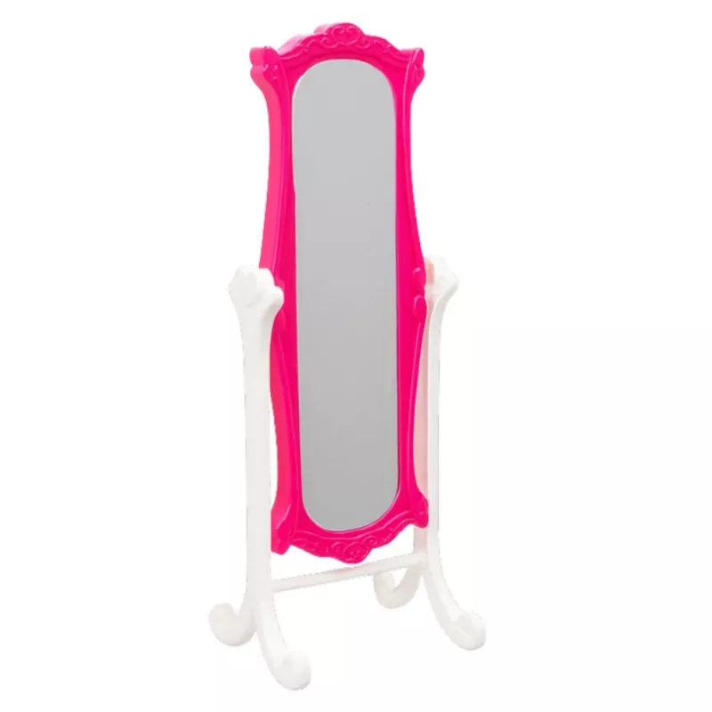 LEAN TOYS Set de muebles para muñecas armario con espejo y perchas rosa